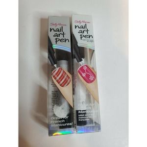 SALLY HANSEN Nail Art Pen 07 SILVER .067 oz. & 01 white lot NIB!